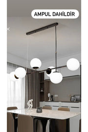 Rikardo Black Case White Glass Chandelier E 27 Lampholder Compatible White Led Bulbs Are Included