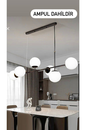 Rikardo Black Case White Glass Chandelier E 27 Lampholder Compatible White Led Bulbs Are Included