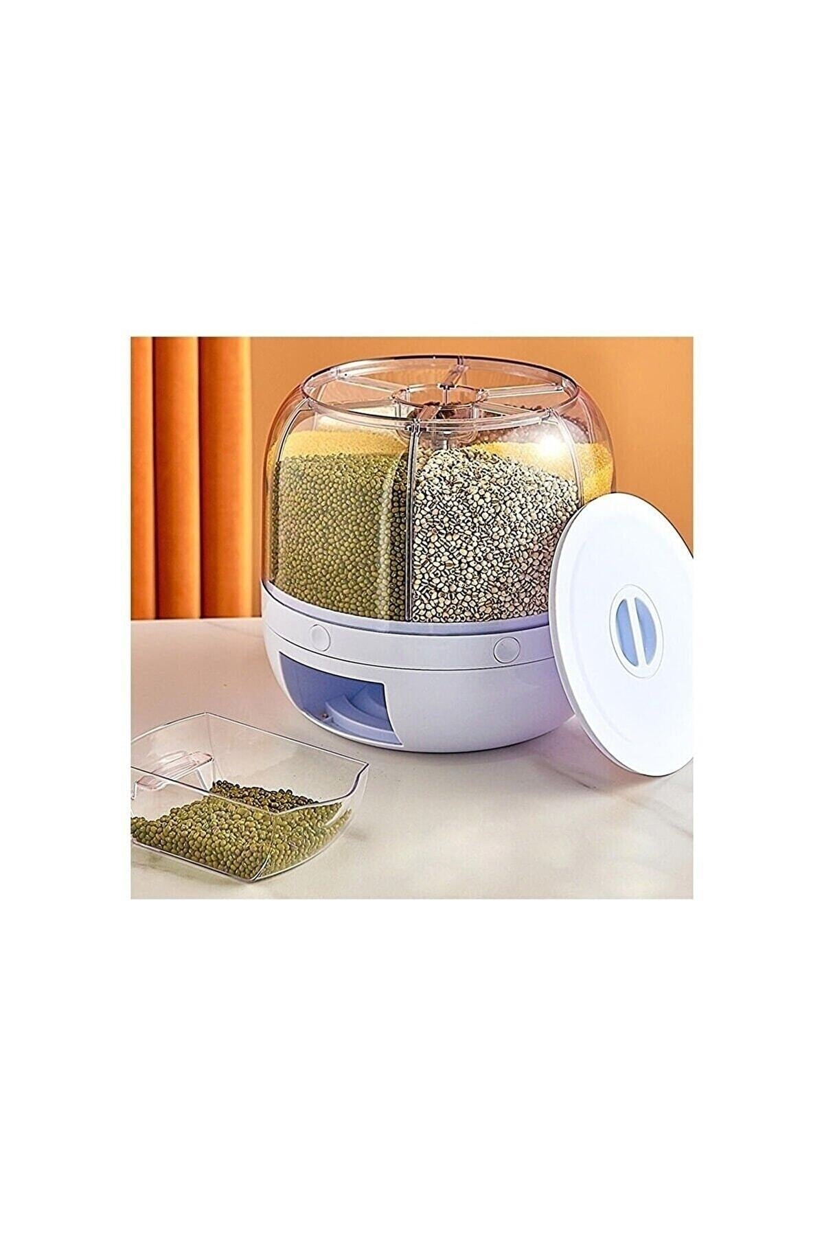 Organizer für Trockenfutter und Hülsenfrüchte, 360° drehbar, 6 Fächer, luftdichter Vorratsbehälter, 6 L.