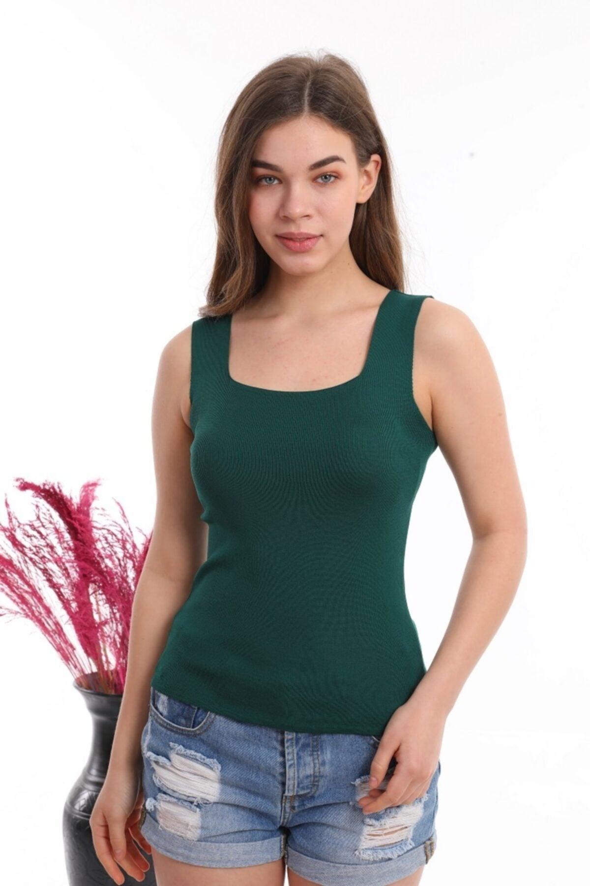 Women's Emerald Square Collar Strap Knitwear Blouse Athlete - Swordslife