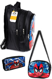 Backpack Set Middle School Primary School 3 Pocket Padded Spider Head Black