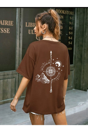Oversize-Unisex-T-Shirt mit Kompass-Print