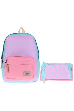 Green Pink Paws Primary School Middle School Bag And Pencil Holder Set - Girls