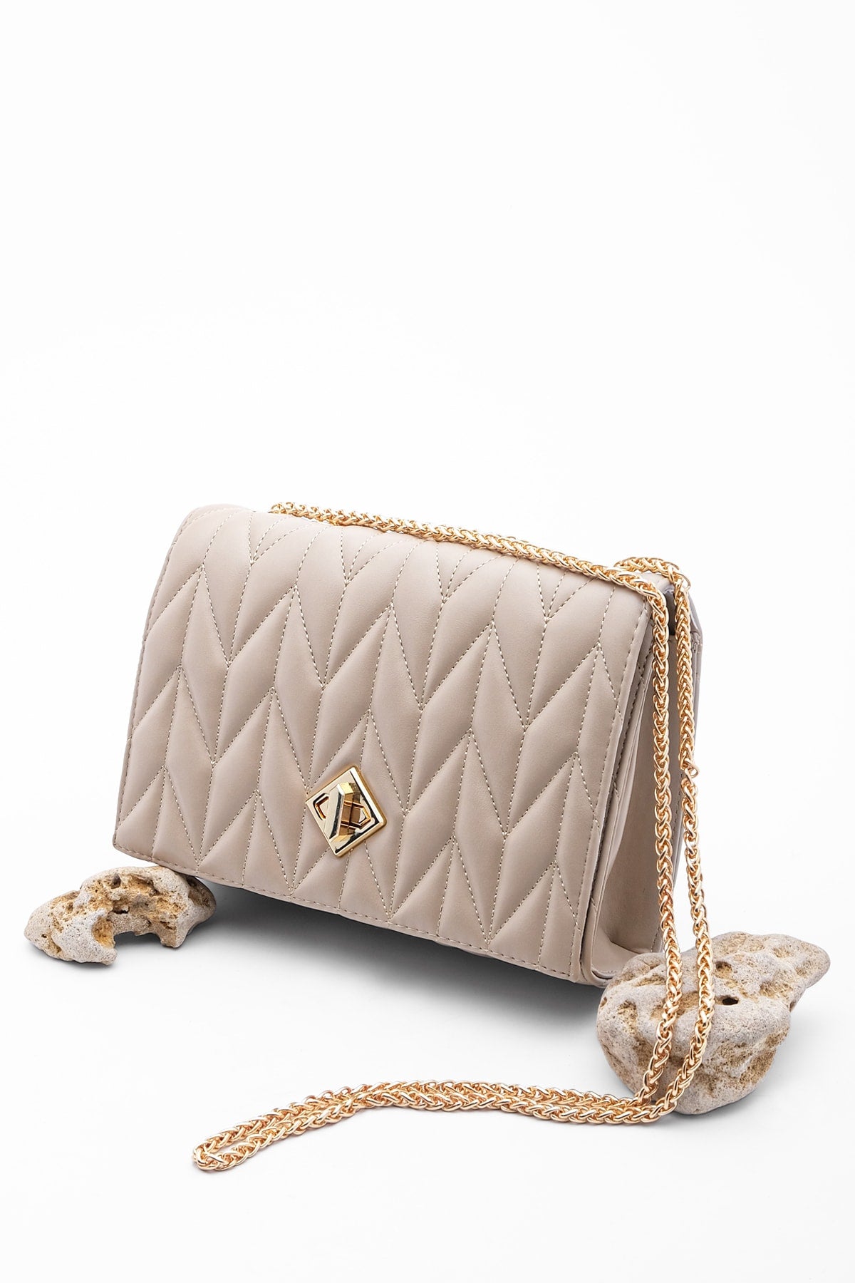 Women's Gold Color Chain Shoulder Bag Delbin Mink