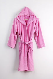 100% Cotton Hooded Velvet Pink Color Young Robe / Waitress Size - Swordslife