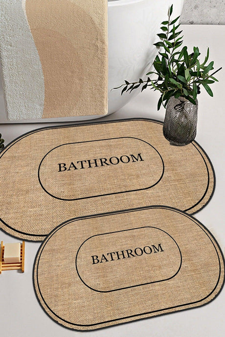 Digital Non-Slip Washable Jute Look Bath Modern Bath Mat Bath Rug Closet Set - Swordslife
