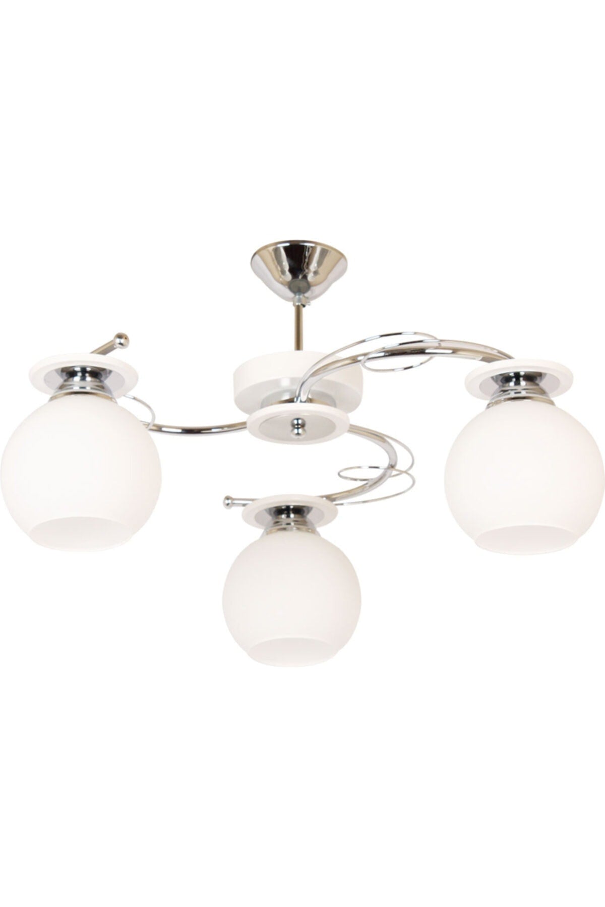 Bolivar Modern Chrome Color Case Opal White Glass Chandelier Living Room - Kitchen - Bedroom 3-Piece Chandelier