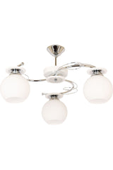 Bolivar Modern Chrome Color Case Opal White Glass Chandelier Living Room - Kitchen - Bedroom 3-Piece Chandelier
