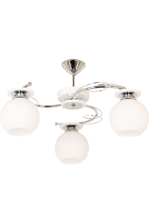 Bolivar Modern Chrome Color Case Opal White Glass Chandelier Living Room - Kitchen - Bedroom 3-Piece Chandelier