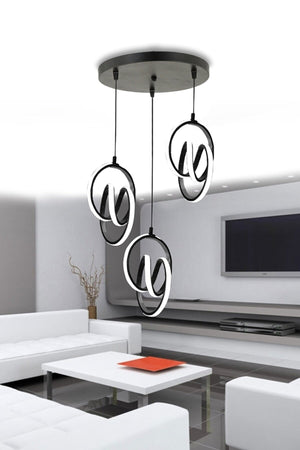 Original Signature 3-Piece Modern Black Case White Light Led Chandelier Signature 3-Piece Led Chandelier