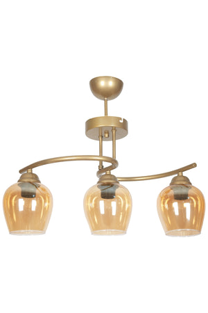 Fuji Modern Design Vintage Case Honey Glass Living Room - Kitchen - Bedroom 3-Piece Chandelier