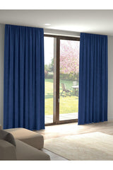 Velvet Textured Gulf Blue Island Backdrop Curtain Extraforward Pleated - Swordslife
