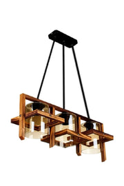 3-teiliger Comfo-Kronleuchter aus natürlichem Holz