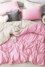 Elastic Linen Duvet Cover Set Double Powder-beige - Swordslife