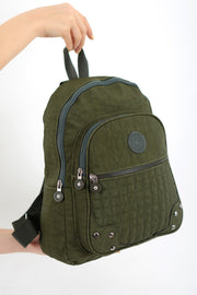 Unisex-Rucksack und Schultasche aus grünem Crinkle-Stoff, wasserdicht und schmutzabweisend