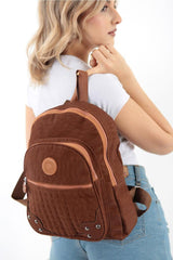 Unisex Tan Crinkle Fabric Waterproof & Dirt Resistant Backpack And School Bag