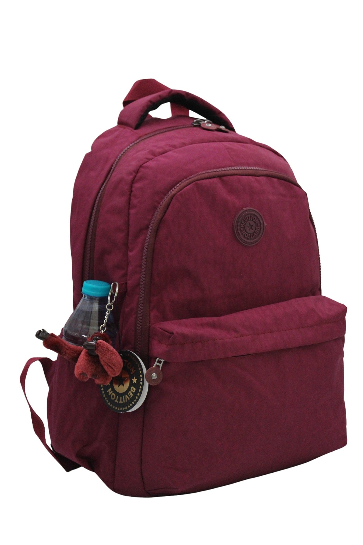 Schulrucksack 2200 aus Crinkil-Stoff, Unisex, Weinrot