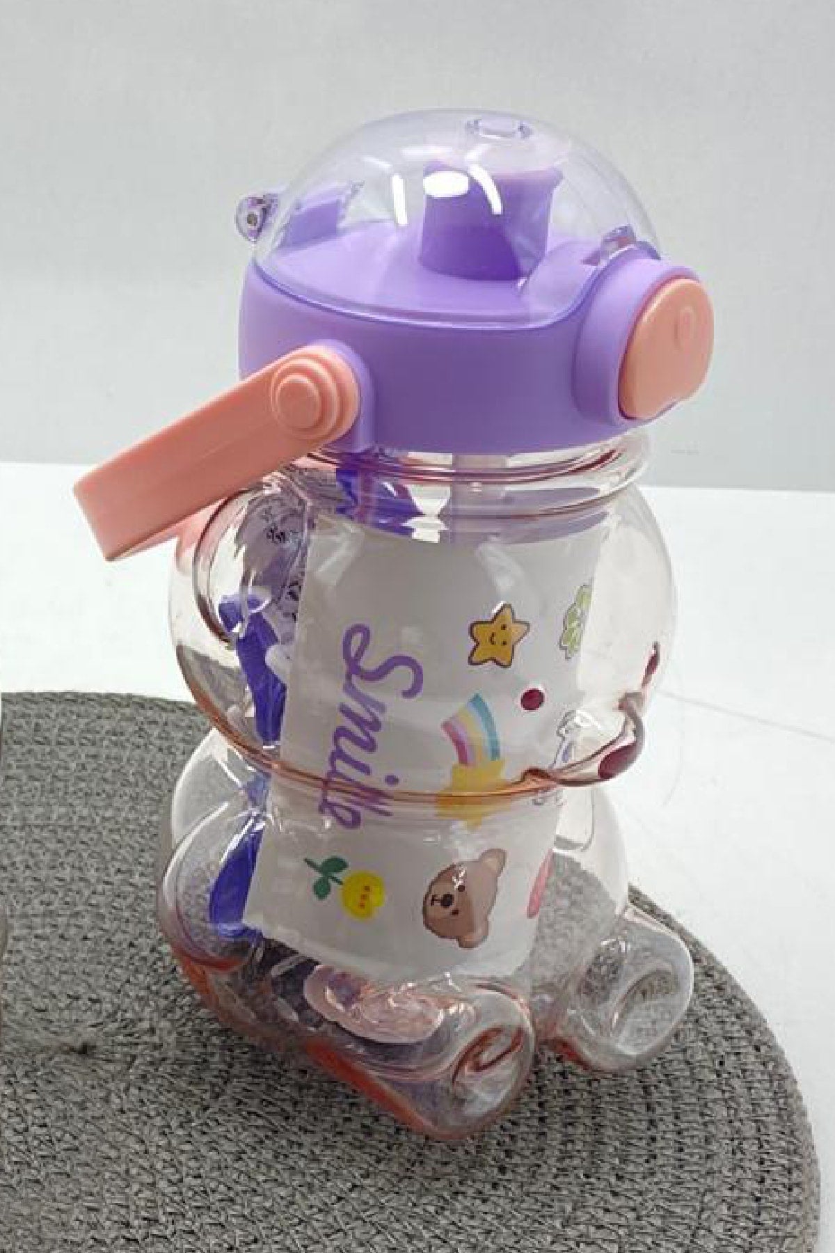 Smile Teddy Bear Model Water Bottle Water Bottle Water Bottle 750Ml Bpa Free Purple