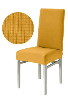 Mustard elastic chair cover for round or square chairs