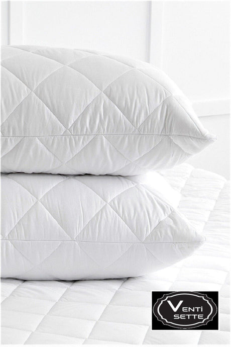 2 Pieces Quilted Zippered White Color Pillow Protector Mattress 50x70 Cm - Swordslife