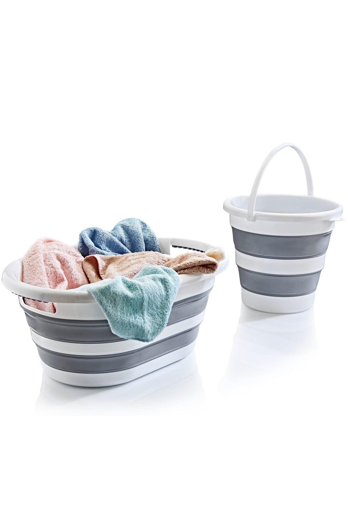 2 Accordion Collapsible Laundry Basket Water