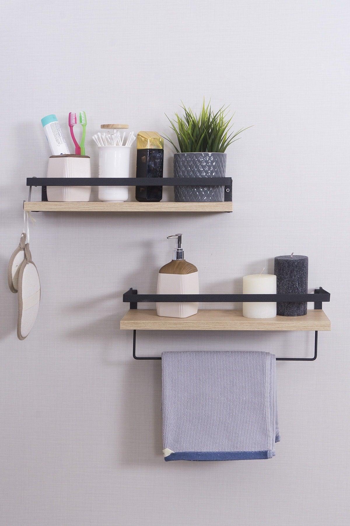 2 li Badezimmer Regal Handtuch Dekorative Badezimmer Organizer Mehrzweck Seifenspender Shelf - Swordslife