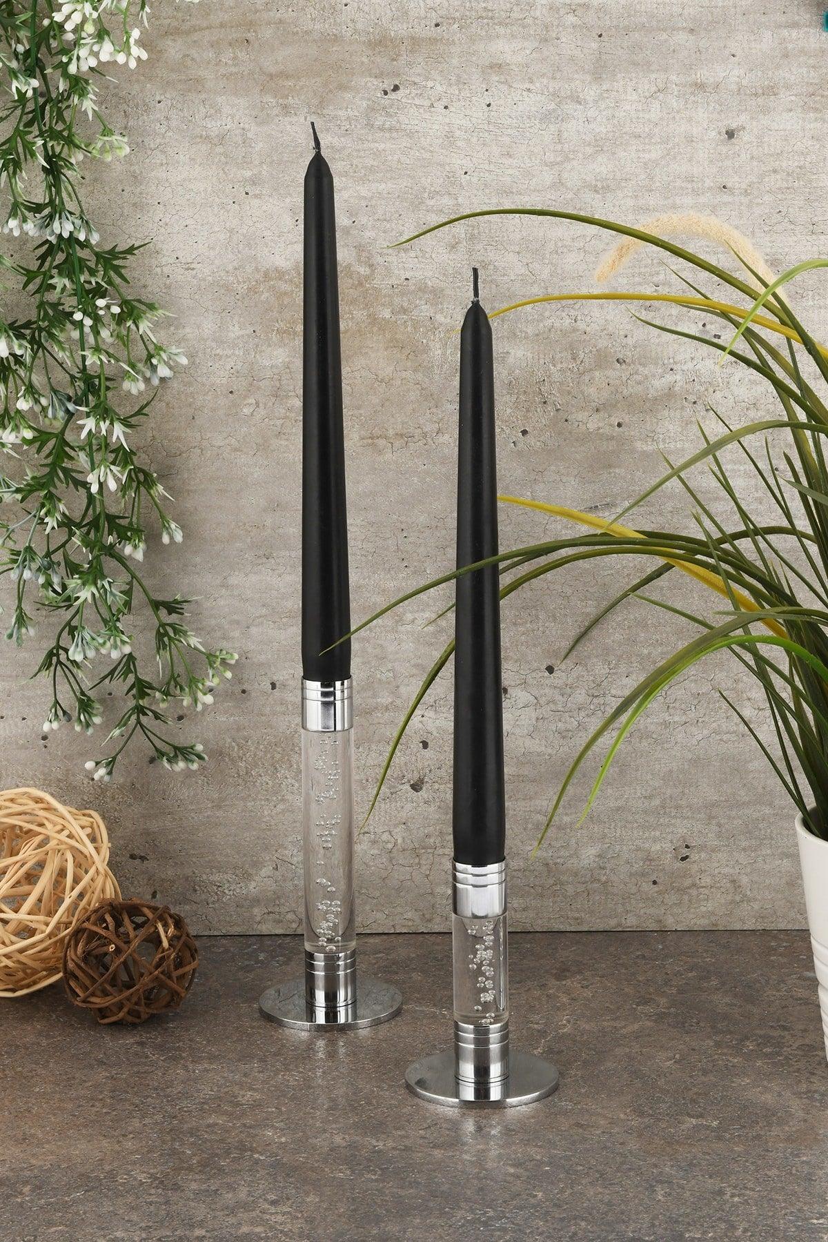 Işıl 2 Li Chrome Modern Decorative Candlestick Candle Holder