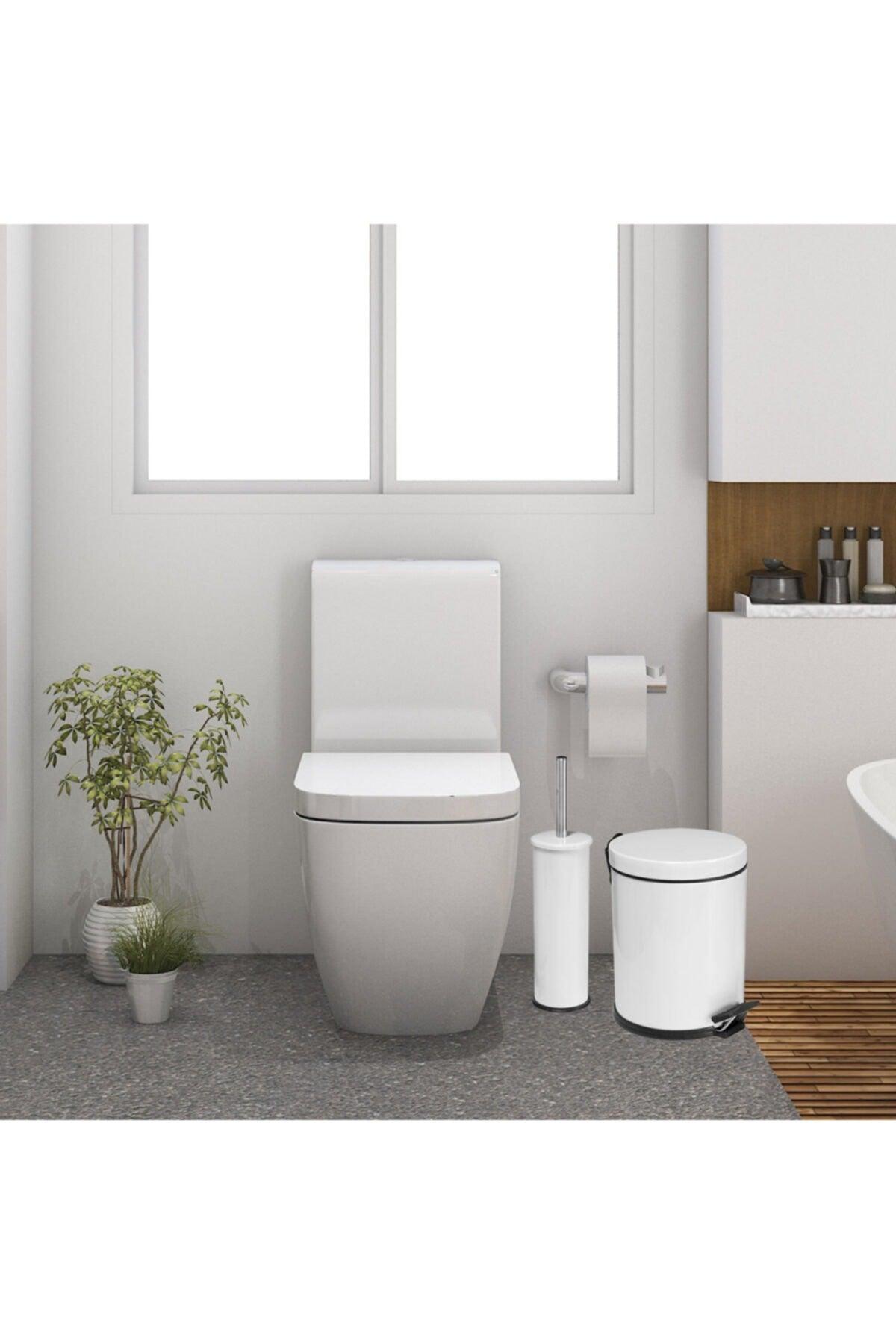 2 Liter Trash Can Bathroom Set White - Swordslife