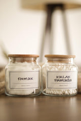 Set of 2 Glass 500 Ml Wooden Lid Cotton&Cotton Ear Jars - Swordslife