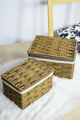 2 Lid Large Wicker Lid Basket Box - Swordslife