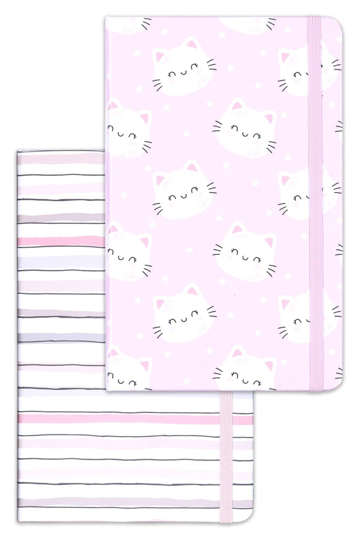 Set of 2 Notebooks 13x21 Elastic Dotted Cat