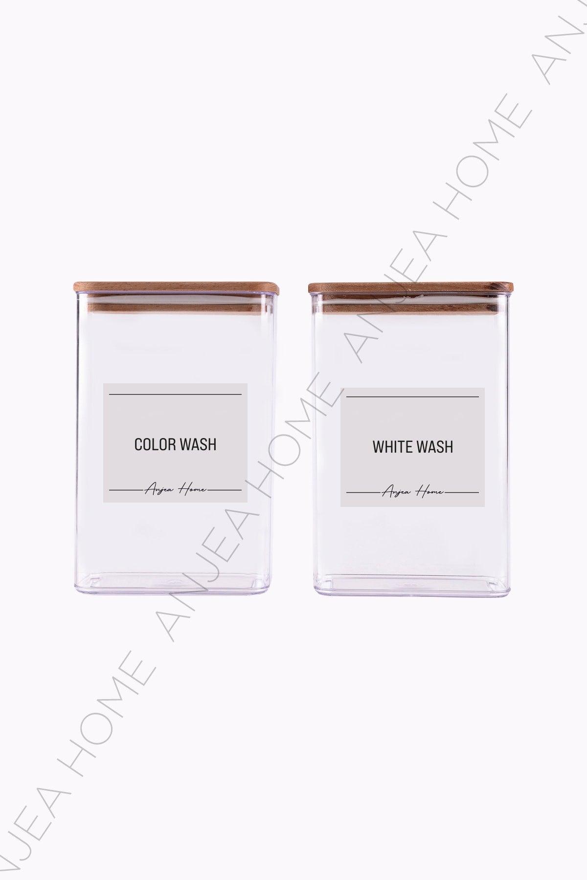 Set of 2 - 2 Lt Rectangular Wooden Lid Storage Container ( Color Wash & White Wash ) Bathroom Organizer - Swordslife