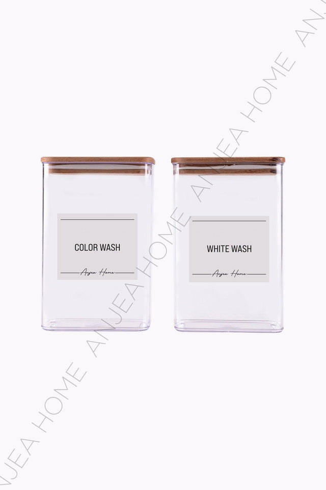 Set of 2 - 2 Lt Rectangular Wooden Lid Storage Container ( Color Wash & White Wash ) Bathroom Organizer - Swordslife