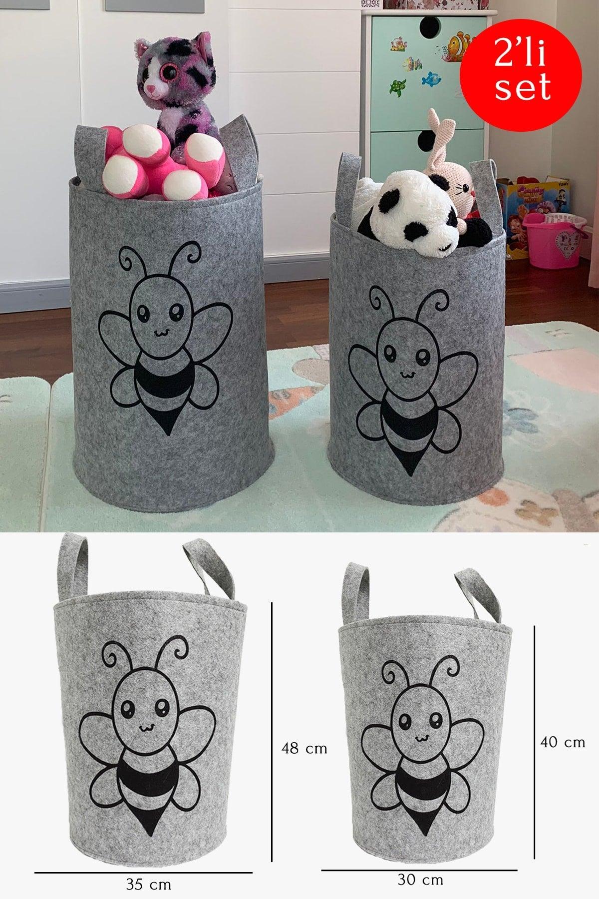 Set of 2 Toy Storage Box with Carrying Arms and Dirty Laundry Basket-bee - Swordslife