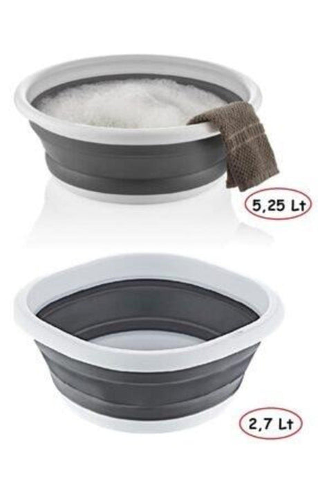 Set of 2 Folding Bath Basin Accordion Foldable Bath Bath 5.25 Lt & 2.7 Lt - Swordslife