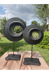 2 Stylish Decorative Ring Matte Black Color Decor Object - Swordslife