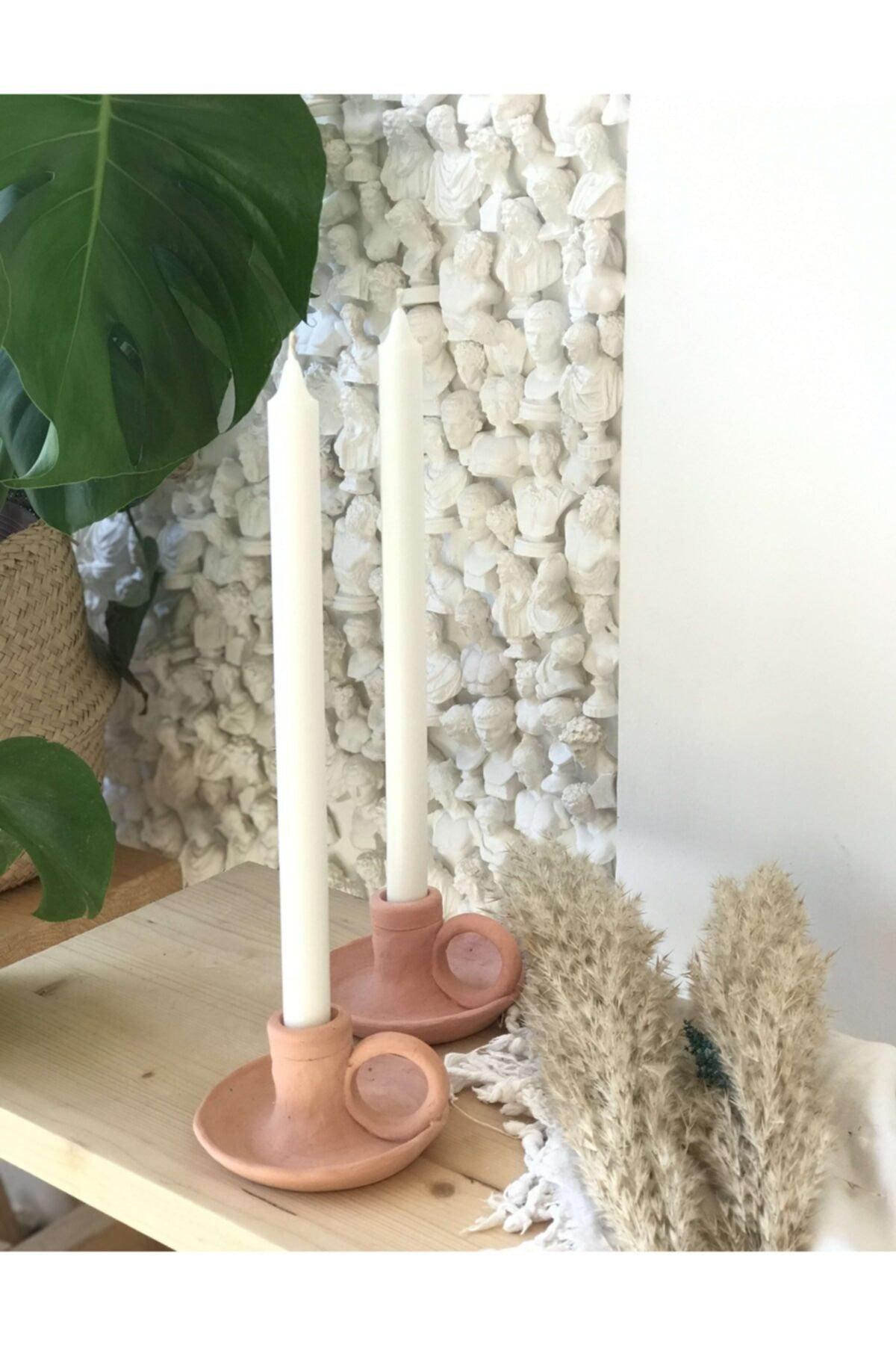 2-Pack Terracotta Handmade Candlestick with Handle - Swordslife