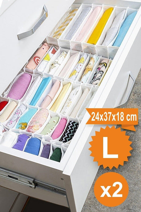 2 Pcs. 8 Compartments Drawer And In-Cabinet Accordion