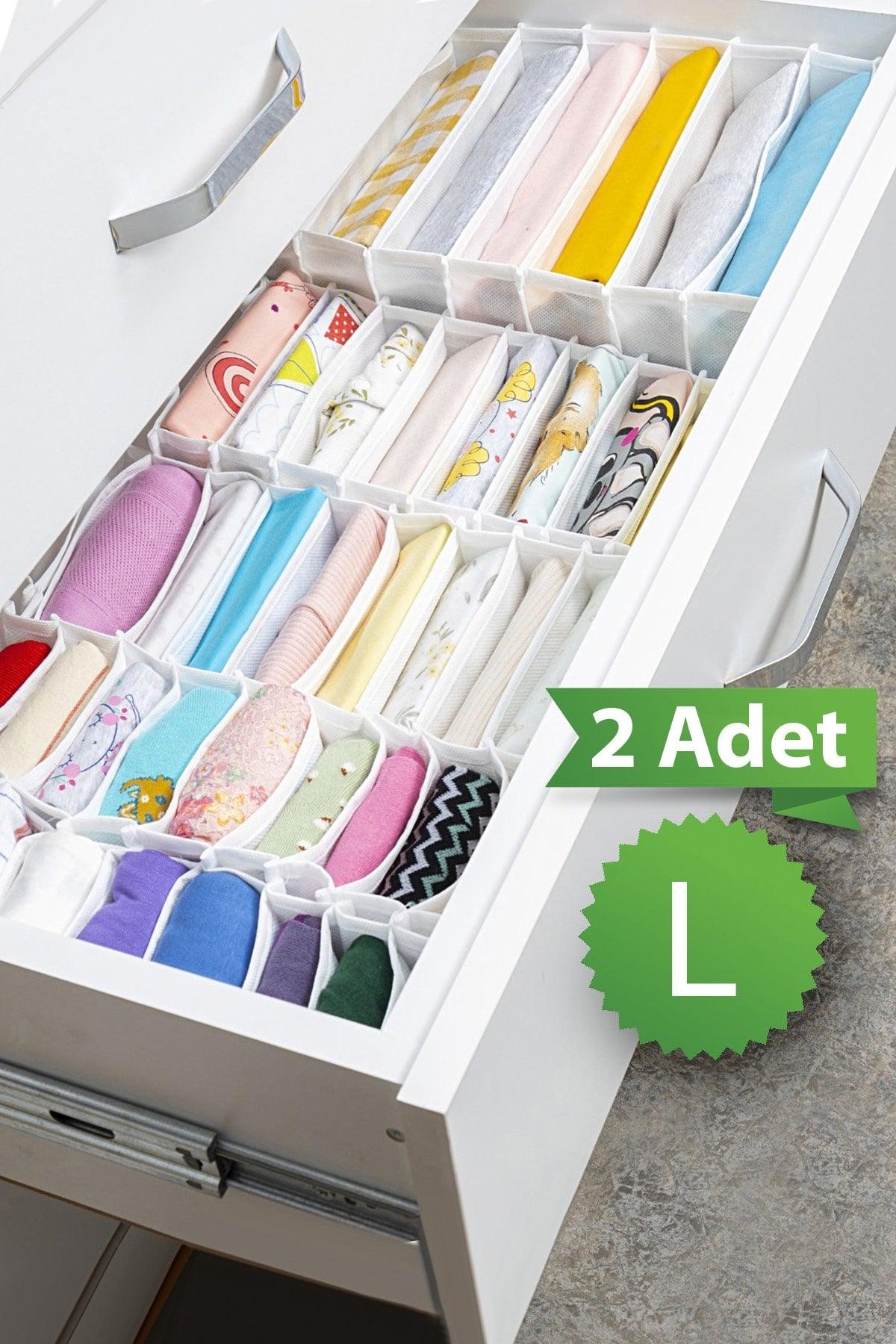 2 Pcs 8 Compartments Multi-Purpose Accordion Drawer And Cabinet Organizer 24 X 37 X 18 Cm L - Swordslife