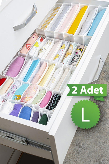 2 Pcs 8 Compartments Multi-Purpose Accordion Drawer And Cabinet Organizer 24 X 37 X 18 Cm L - Swordslife