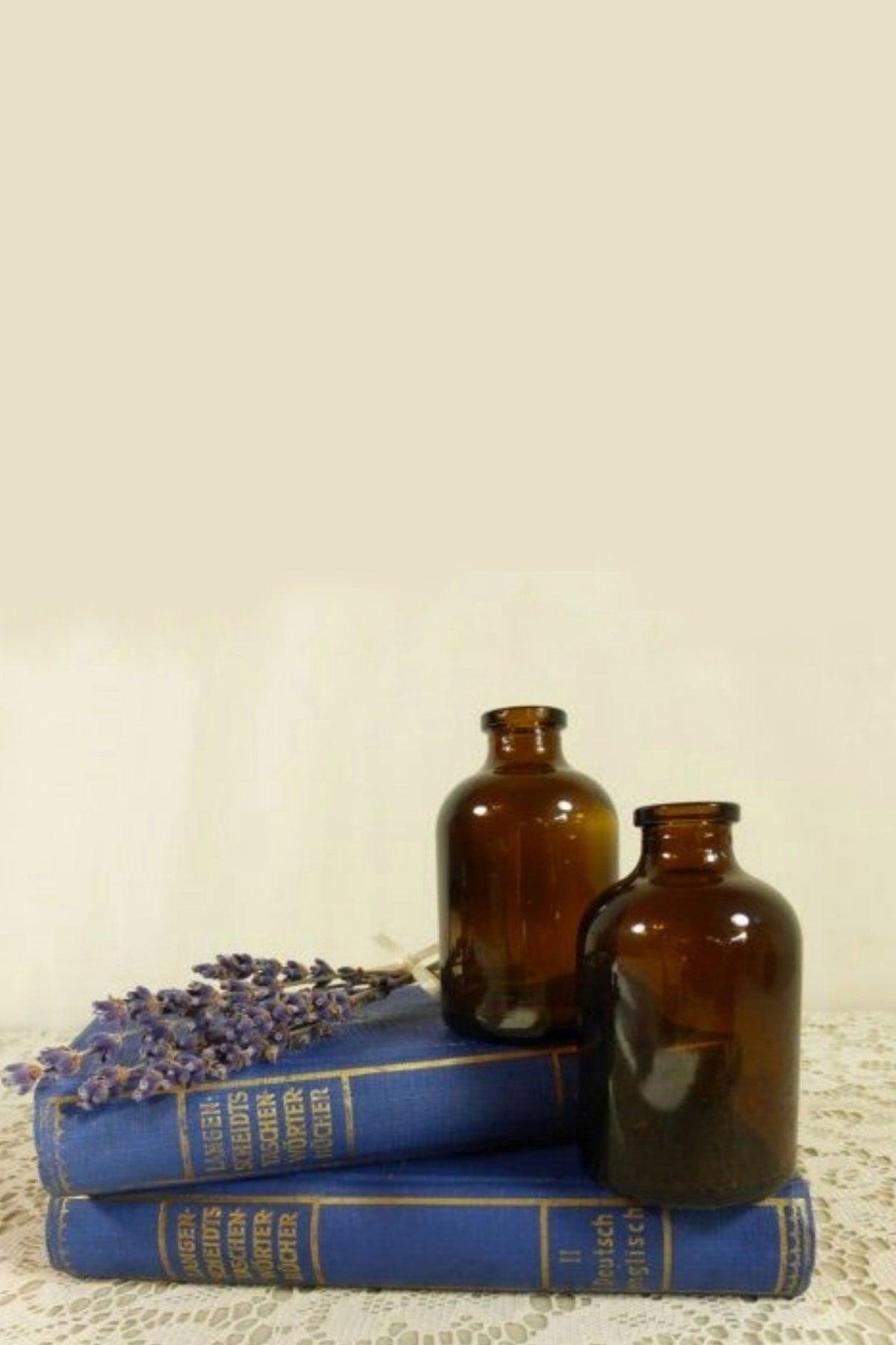 2 Pcs Amber Brown Mini Glass Bottle Vase 100 Ml + 50 Ml - Swordslife