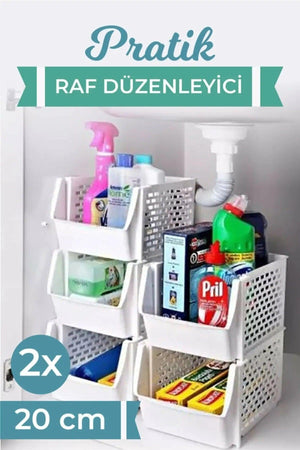 2 Pieces Practical Shelf Organizer 20 Cm White - Swordslife