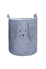 2 Pcs Rabbit Figured Toy Basket, Laundry Basket with Carrying Handle, Gray Collapsible Basket - Swordslife