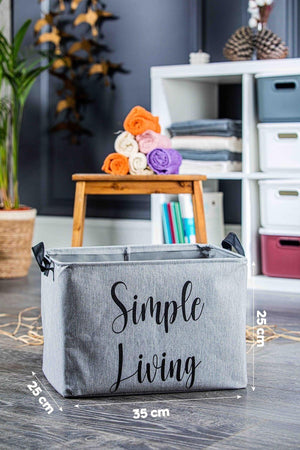 2 Pieces Simple Living Maxi Gray Rectangular Basket 35x25x25 Cm - Swordslife