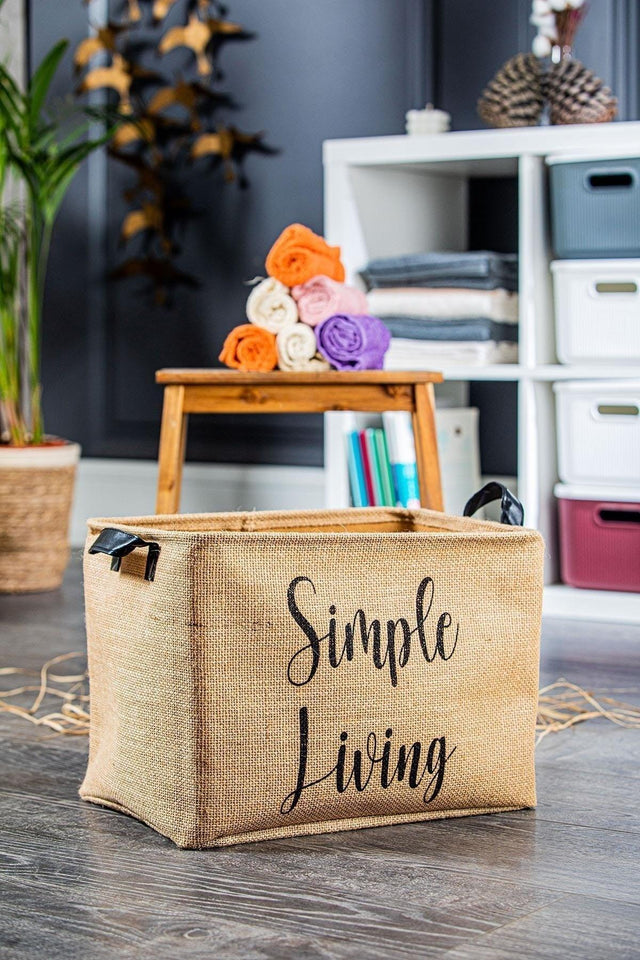 2 Pieces Simple Living Maxi Jute Rectangular Basket 35x25x25 Cm - Swordslife