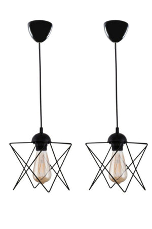 2 Pieces Single Black Pendant Chandelier