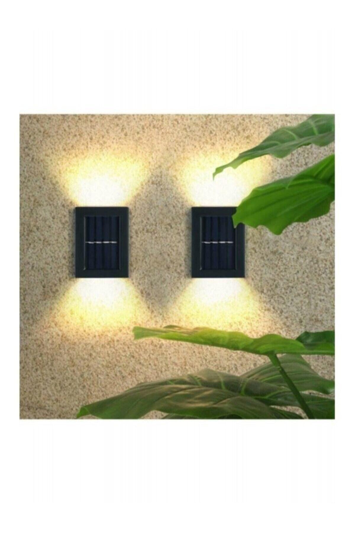 2 Pieces Solar Double Sided Wall Lamp Solar Powered Lighting Decoration Sconce Light - Swordslife