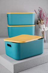 2 Pcs Storage 13 Lt Green, Multi-Purpose Cabinet Organizer Box with Lid, Decorative Storage Box - Swordslife