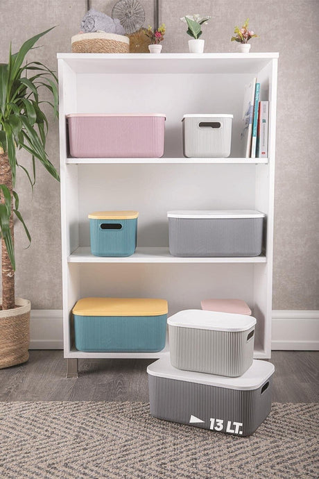 2 Pcs Storage 13 Lt Gray Multi-Purpose Cabinet Organizer Box with Lid, Decorative Box - Swordslife