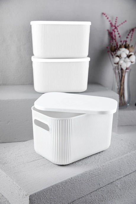 Pcs Storage 6 Lt White, Multi-Purpose Cabinet Organizer Box with Lid, Decorative Storage Box - Swordslife